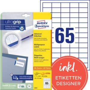 AVERY ZWECKFORM Etichette univers. 38x21,2mm 6121 bianco 1950 pz./25 + 5 fogli