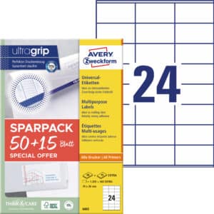 AVERY ZWECKFORM Etichette univers. 70x36mm 6602Z bianco 1560 z./65 fogli