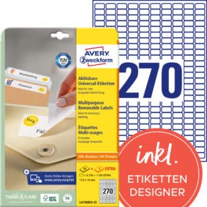 AVERY ZWECKFORM Etich. Univers. 17,8x10mm L4730REV-25 bianco 8100 pz./25 + 5 fogli
