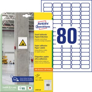 AVERY ZWECKFORM Etichette Univ. 35.6x16.9mm L7872-20 bianco, strong 20 fogli