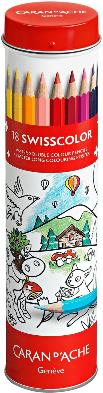 CARAN D'ACHE Matita colorate Swisscolor 1285.518 con Poster da colorare 18 pz.