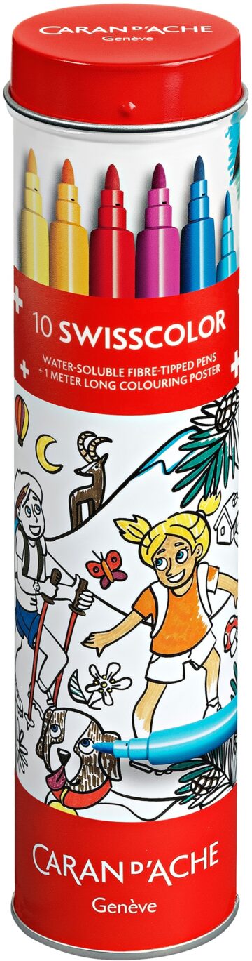 CARAN D'ACHE Penna fibra Swisscolor 285.31 con Poster da colorare 10 pz.