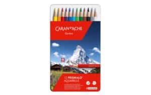 CARAN D'ACHE Matita colorata Prismalo 3mm 999.312 ass. astuccio met. 12 pezzo