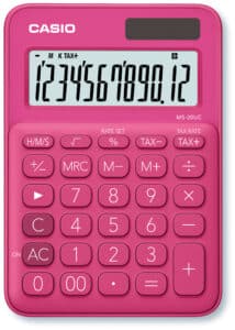 CASIO Mini Calcolatrice MS-20UC-RD-S 12 cifre rosso