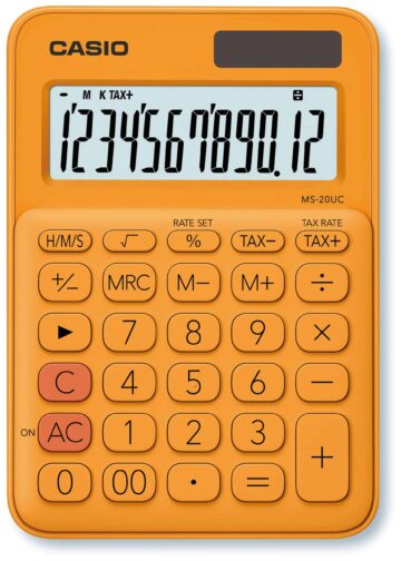 CASIO Mini Calcolatrice MS-20UC-RG-S 12 cifre arancione