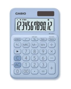 CASIO Mini Calcolatrice MS-20UC-LB-S 12 cifre blu chiaro