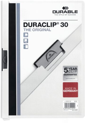 DURABLE Cartella con clip DURACLIP 30 220002 per 30 fogli A4 bianco