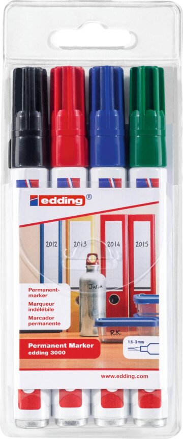 EDDING Permanent Marker 3000 1.5-3mm 3000-E4 4 colori ass.
