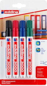 EDDING Permanent Marker 3000 1.5-3mm 3000BLI-1234 4 colori ass. Blister