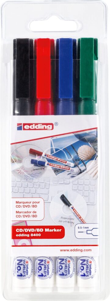 EDDING CD-Marker 8400 0,5-1mm 8400-E4 4er astuccio