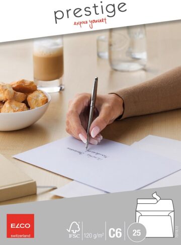 ELCO Buste Prestige C6 73118.12 120g,bianco,s.finestra 25 pz.