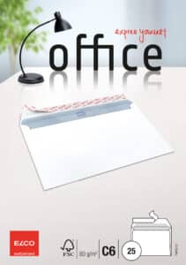 ELCO Buste Office s. finestra C6 74459.12 80g, bianco, colla 25 pezzi