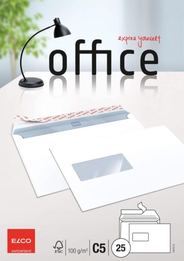 ELCO Buste finestra sinistra C5 74473.12 100g, bianco, colla 25 pezzi