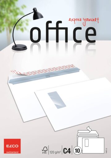 ELCO Buste finestra destra C4 74479.12 120g, bianco, colla 10 pezzi