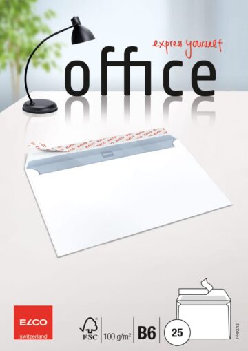 ELCO Busta Office s/finestra B6 74492.12 100g, bianco 25 pezzi