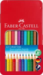 FABER-CASTELL Matita colorata Colour Grip 112413 12 colori Astuccio metallico