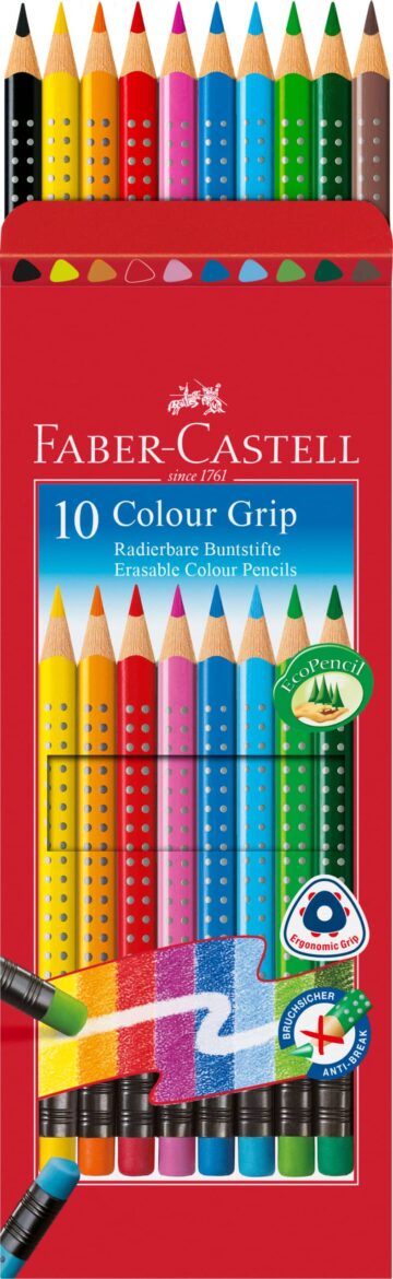 FABER-CASTELL Matite colorate cancell. GRIP 116613 triangolare, 10 colori