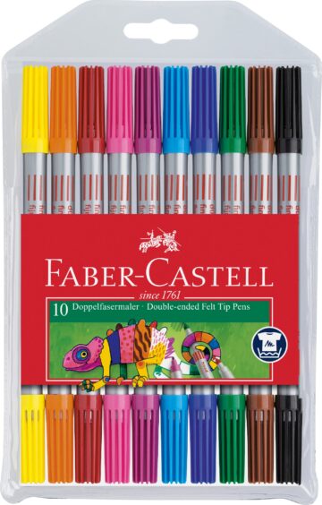 FABER-CASTELL Penna fibra 1/3-5mm 151110 10 colori, astuccio