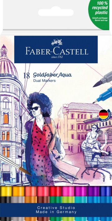FABER-CASTELL Goldfaber Dual Marker 164618 18 colori, Etui