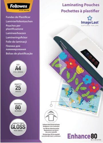 FELLOWES Pelicole per laminazione A4 5396205 lucido, 80my 25 pezzi