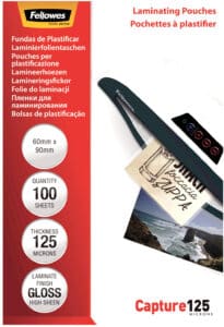FELLOWES Pelicole per lamin. 60x90mm 5397402 lucido, 125my 100 pezzi