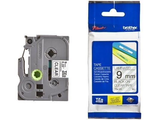 PTOUCH Nastro, plastific. nero/chiaro TZe-121 PT-1280VP 9 mm