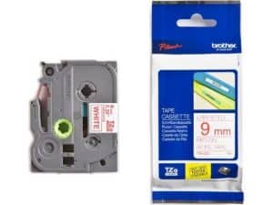 PTOUCH Nastro, plastific.rosso/bianco TZe-222 PT-1280VP 9 mm