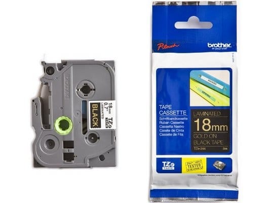 PTOUCH Nastro, plastificato oro/nero TZe-344 PT-2450DX 18 mm