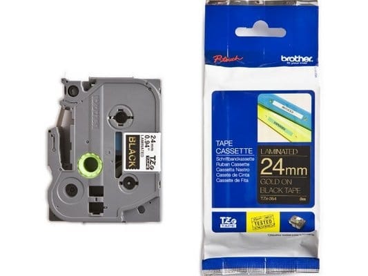 PTOUCH Nastro, plastificato oro/nero TZe-354 PT-2450DX 24 mm