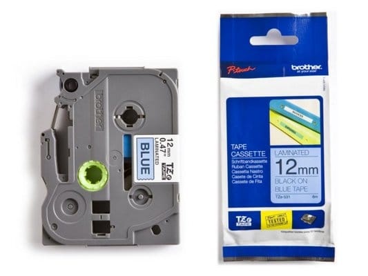 PTOUCH Nastro, plastificato nero/blu TZe-531 PT-1280VP 12 mm