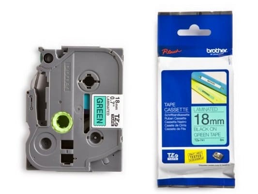 PTOUCH Nastro, plastific. nero/verde TZe-741 PT-2450DX 18 mm