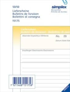 SIMPLEX Bolla di consegna D/F/I A6 15175 giallo/bianco 50x2 fogli