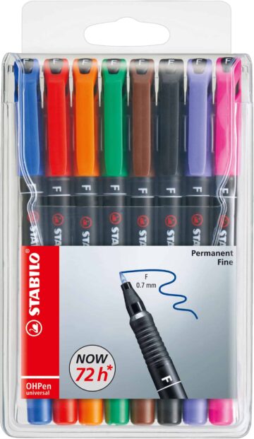 STABILO OHP Pen permanent F 842/8 8 pz., astuccio