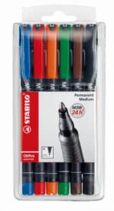 STABILO OHP Pen permanent M 843/6 6 pz., astuccio