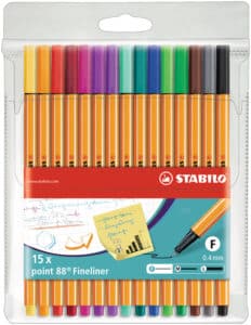 STABILO Fineliner Point 88 0.4mm 8815-1 standard/neon 15 pezzi