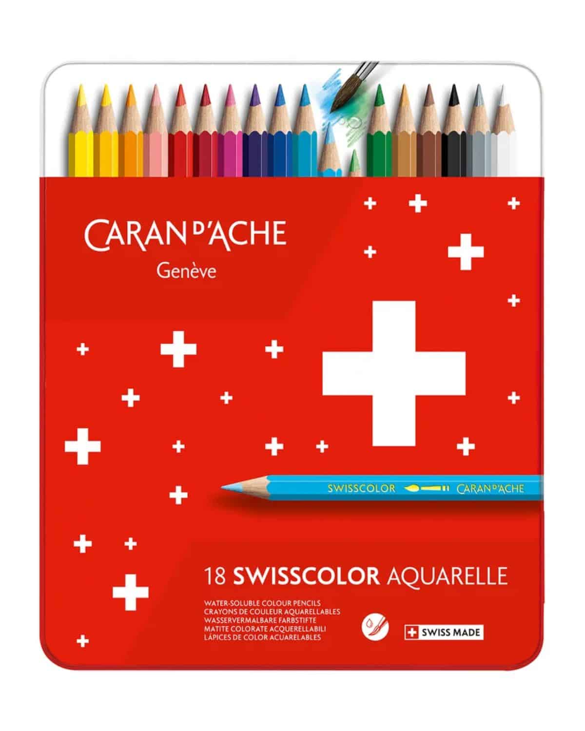 CARAN D'ACHE Matite colorate Swisscolor 18 colori con scatola personalizzata