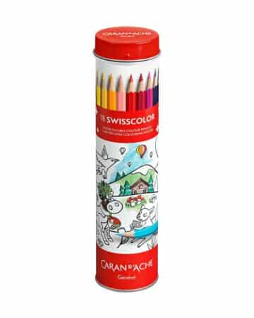 CARAN D'ACHE Matita colorate Swisscolor 1285.518 con Poster da colorare 18 pz.