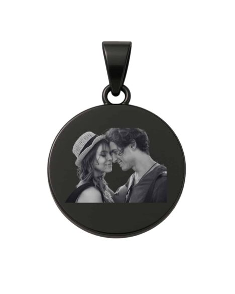 Ciondolo personalizzato rotondo nero