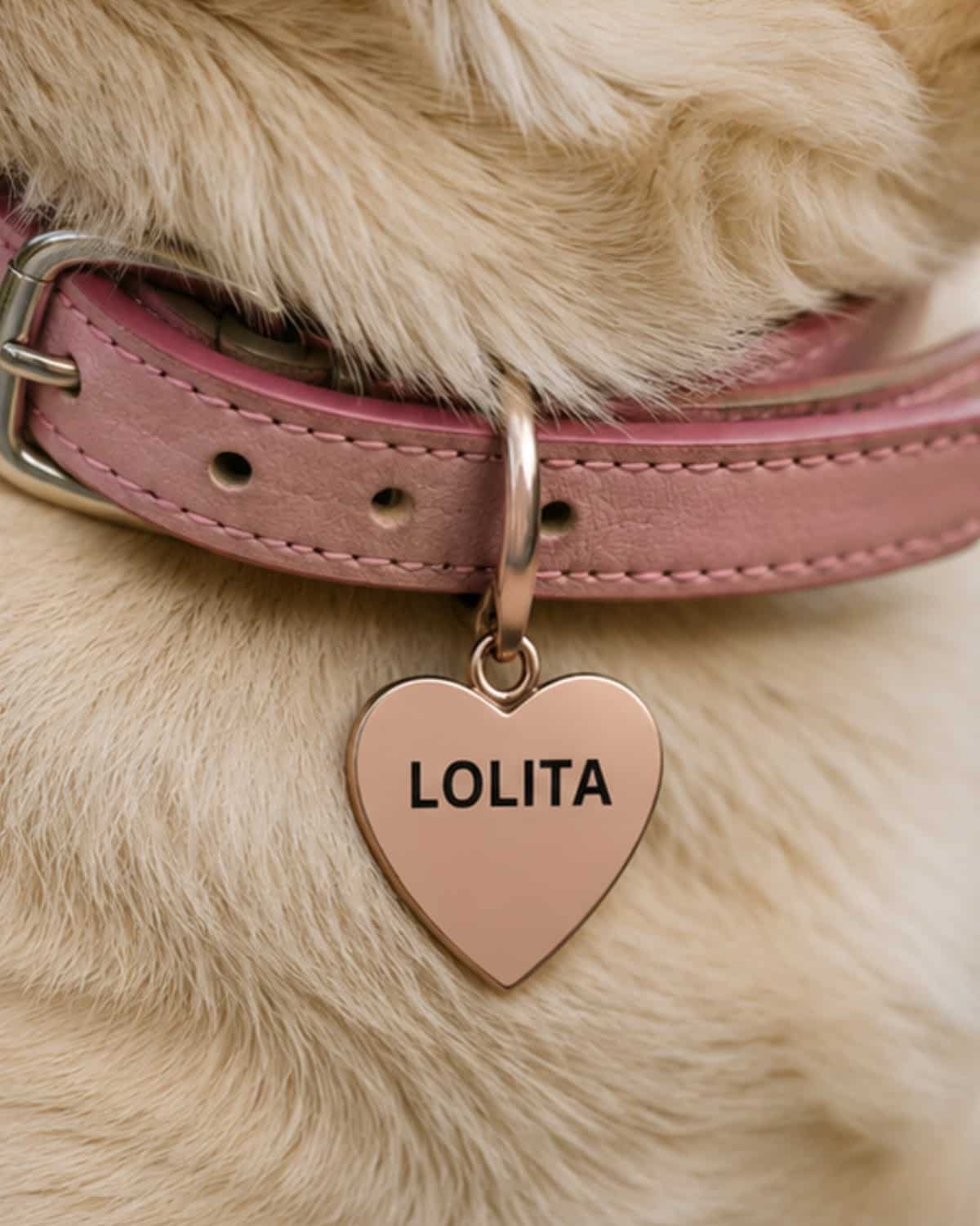 Medaglietta per cane a forma di cuore di colore rosa