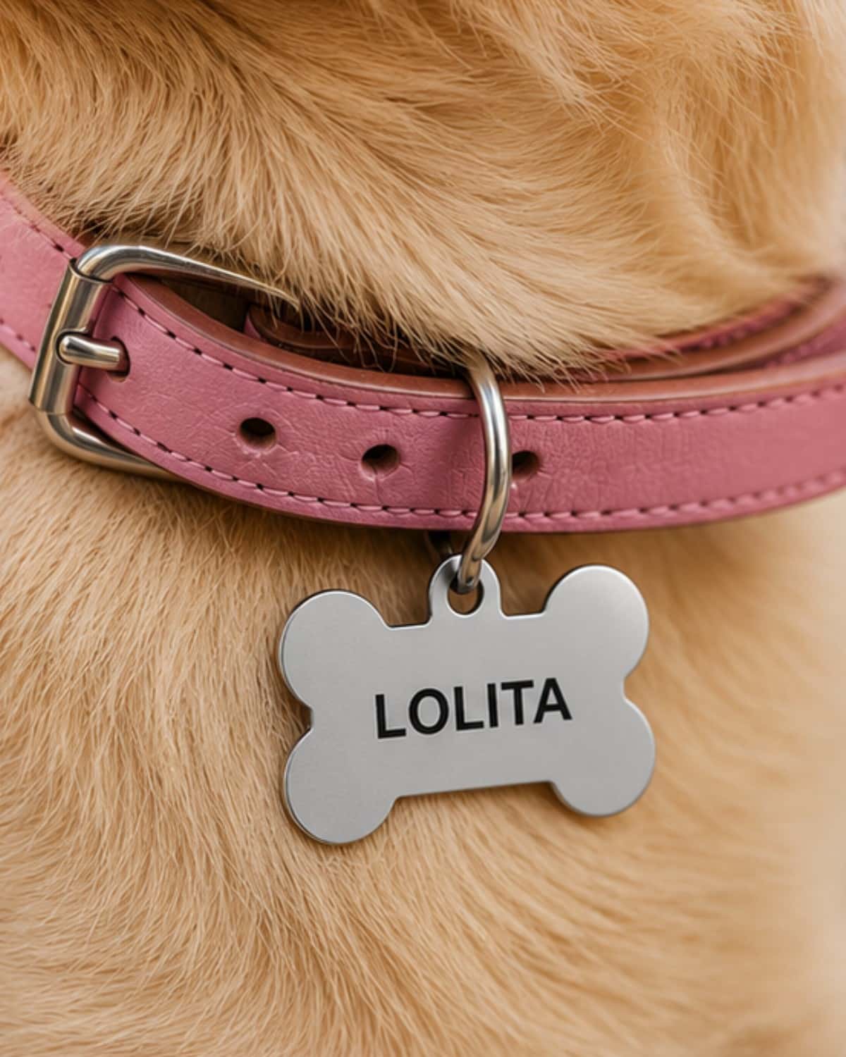 Medaglietta per cane a forma di osso di colore argento