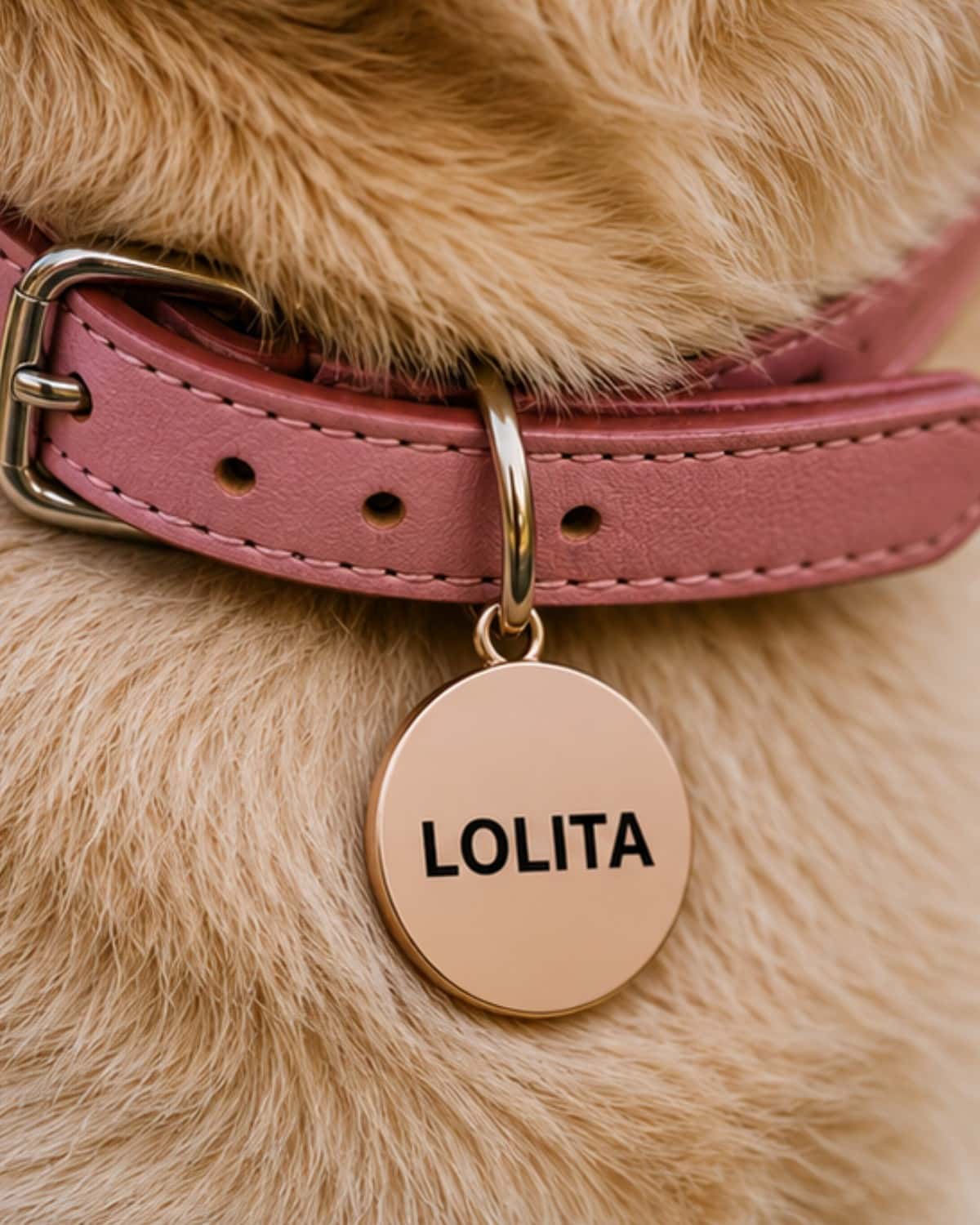 Hundemarke Rund Rosa