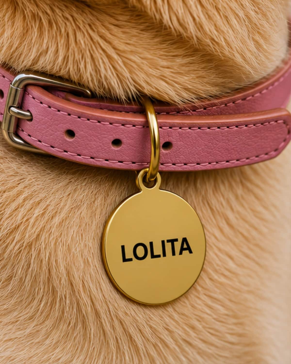 Medaglietta per cane a forma rotonda di colore oro