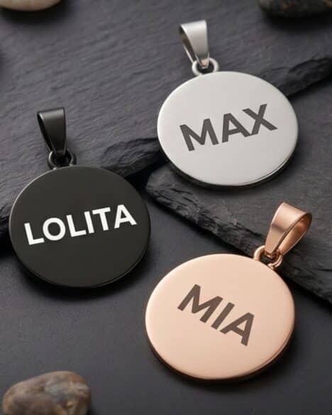 Runde personalisierte Hundemarke mit Lasergravur