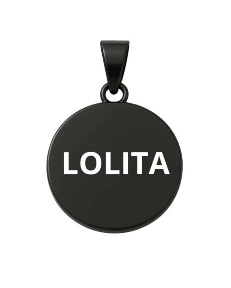 Medaglietta cane rotonda nera personalizzata