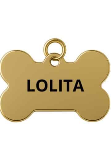 Medaglietta per cane osso personalizzata oro