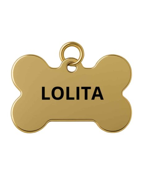 Medaglietta per cane osso personalizzata oro