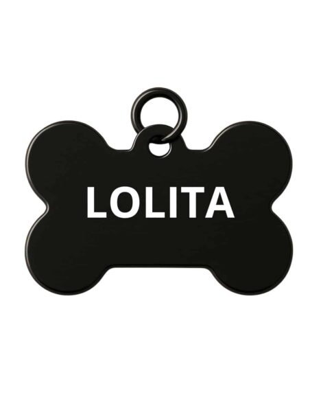 Medaglietta cane osso nero personalizzata