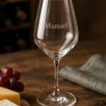 Bicchiere per vino in vetro personalizzato con incisione laser