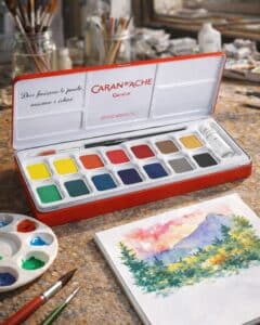 CARAN D’ACHE Acquarelli 14 colori con scatola personalizzata