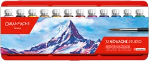 CARAN D'ACHE Colore opaco Gouache 2001.312 12 tube Metallbox, pennello